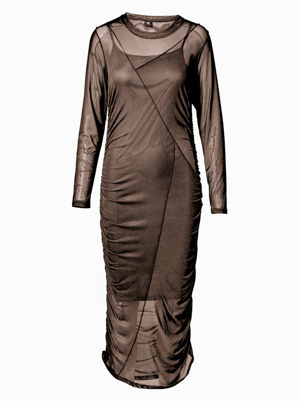 NÜ VINJA Mesh Kleid Kleider 224 Dark Brown