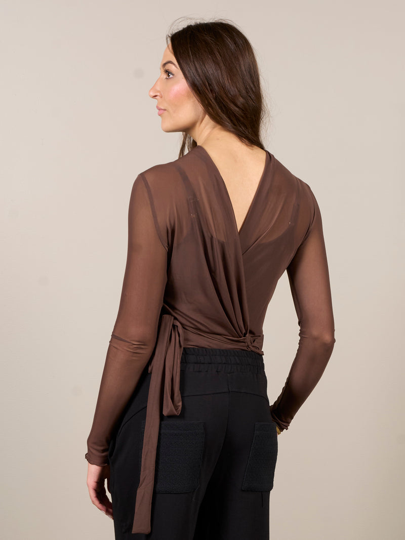 NÜ VINJA Mesh Cardigan Blusen 224 Dark Brown