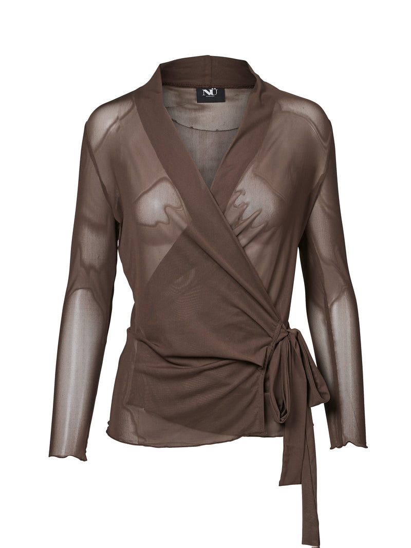 NÜ VINJA Mesh Cardigan Blusen 224 Dark Brown