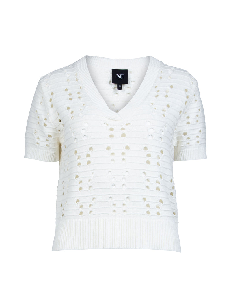 NÜ YAFFA s/s Strickbluse Blusen 110 Creme