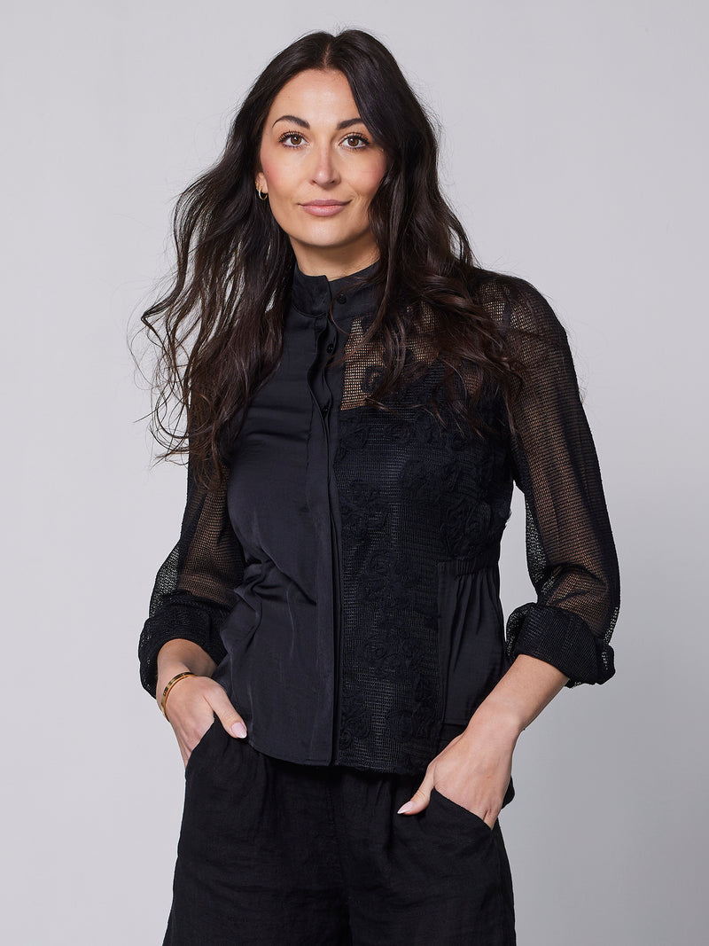 NÜ YALDA Hemd Hemdblusen Schwarz