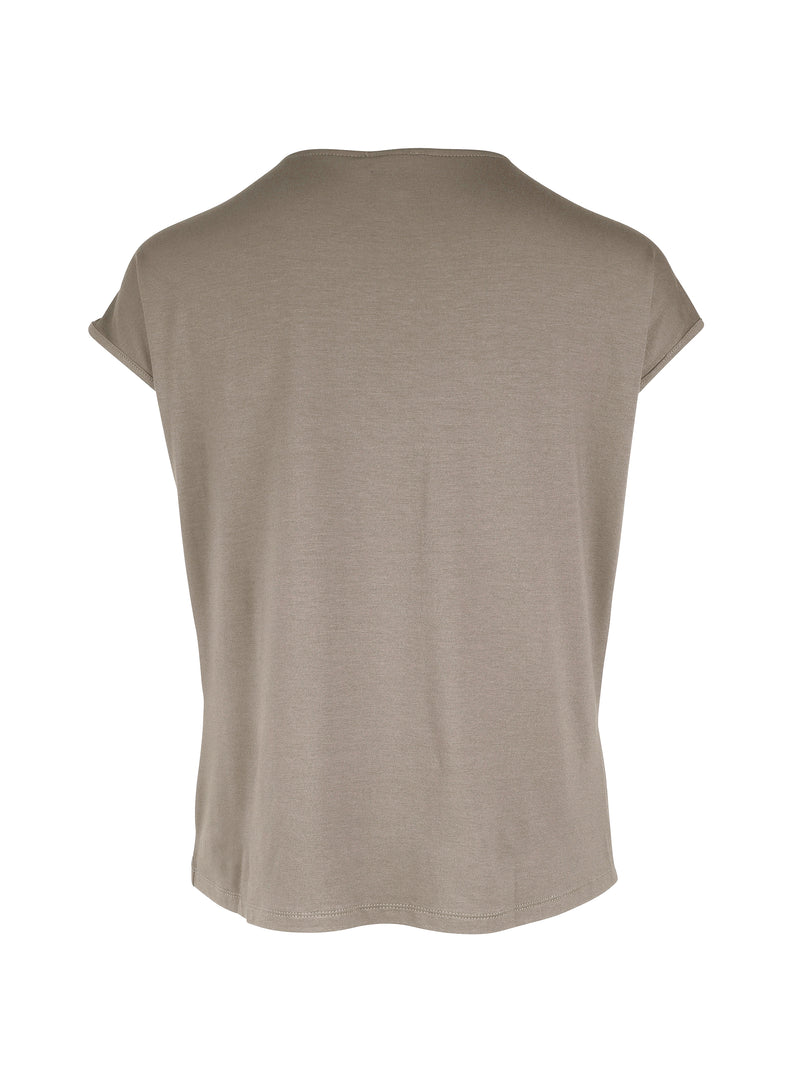 NÜ YASMI V-Ausschnitt T-Shirt Tops und T-shirts 230 Mud