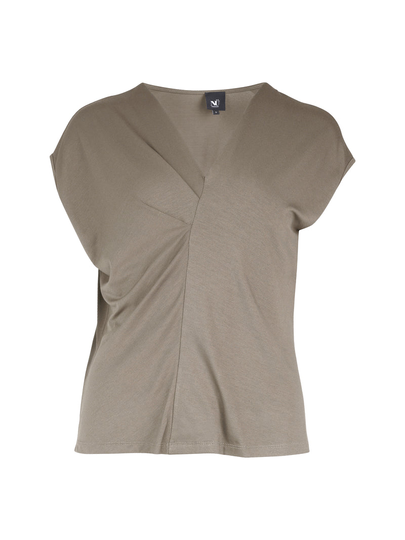 NÜ YASMI V-Ausschnitt T-Shirt Tops und T-shirts 230 Mud
