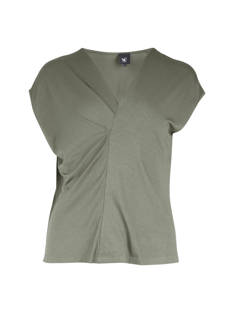 NÜ YASMI V-Ausschnitt T-Shirt Tops und T-shirts 316 Olive