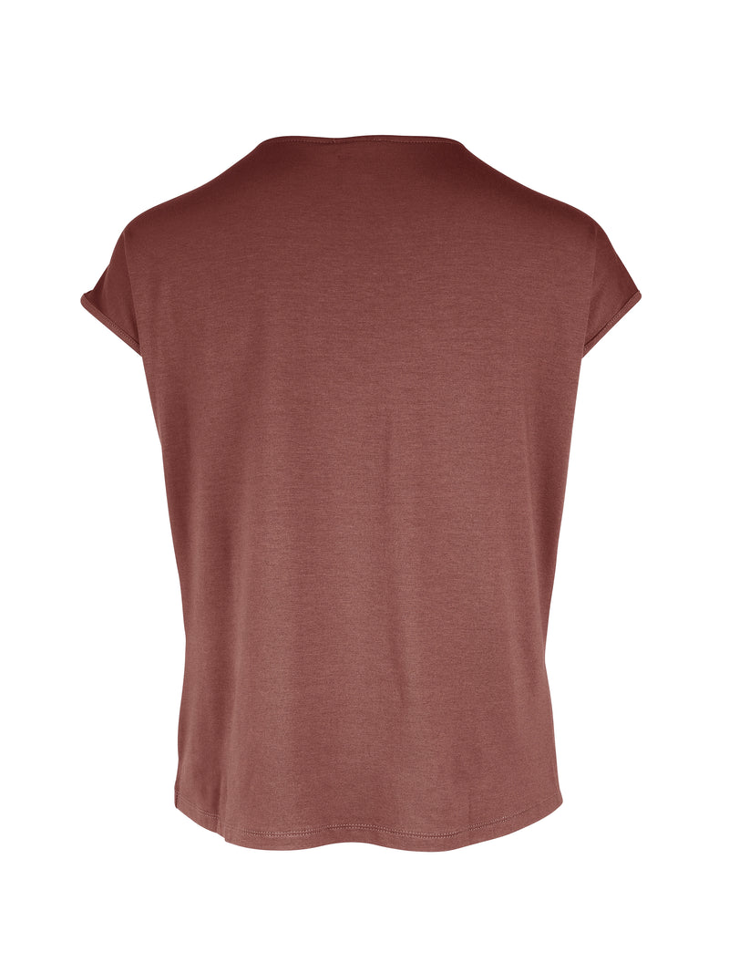 NÜ YASMI V-Ausschnitt T-Shirt Tops und T-shirts 685 Berry red