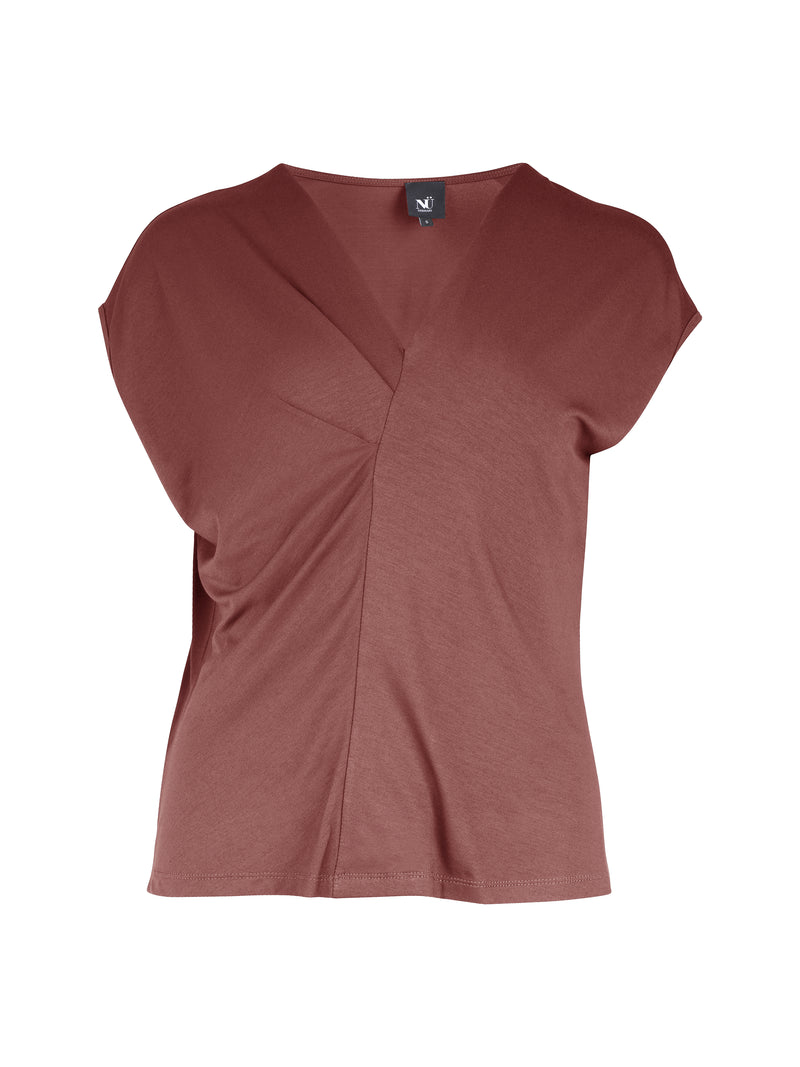 NÜ YASMI V-Ausschnitt T-Shirt Tops und T-shirts 685 Berry red
