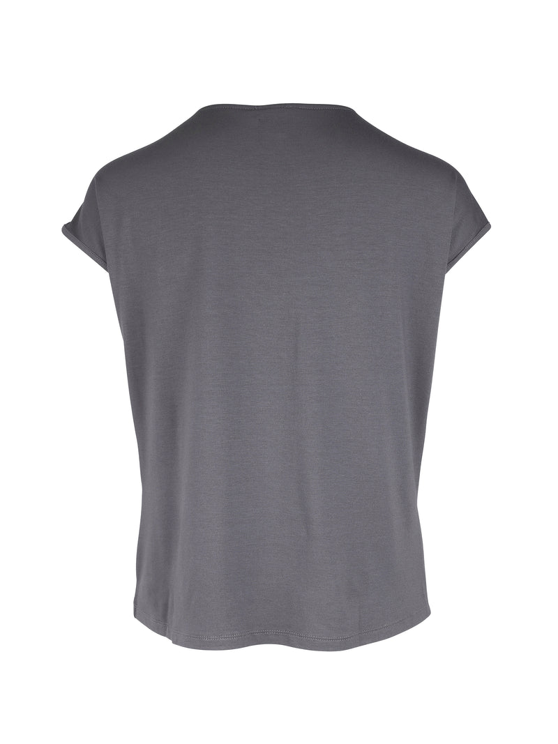 NÜ YASMI V-Ausschnitt T-Shirt Tops und T-shirts 987 dark grey