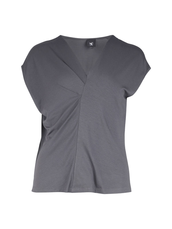 NÜ YASMI V-Ausschnitt T-Shirt Tops und T-shirts 987 dark grey