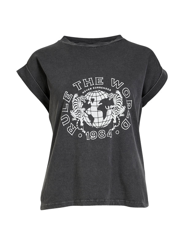 NÜ ZELDA Text T-Shirt Tops und T-shirts Schwarz mix